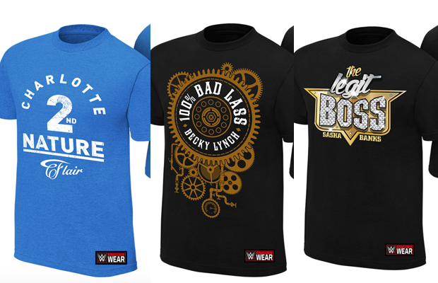 New Becky Lynch, Charlotte & Sasha Banks T-Shirts Available for Pre-Order on WWE Shop