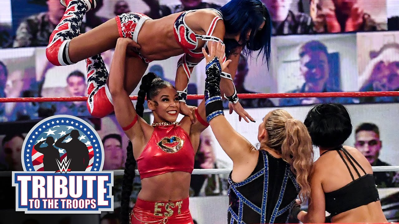 Sasha Banks & Bianca Belair pick up a tag team victory at Tribute to the Troops