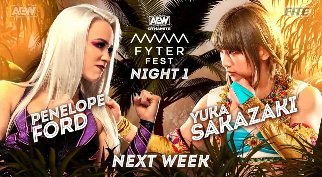 Yuka Sakazaki returns to an AEW ring to face Penelope Ford at Fyter Fest Night One