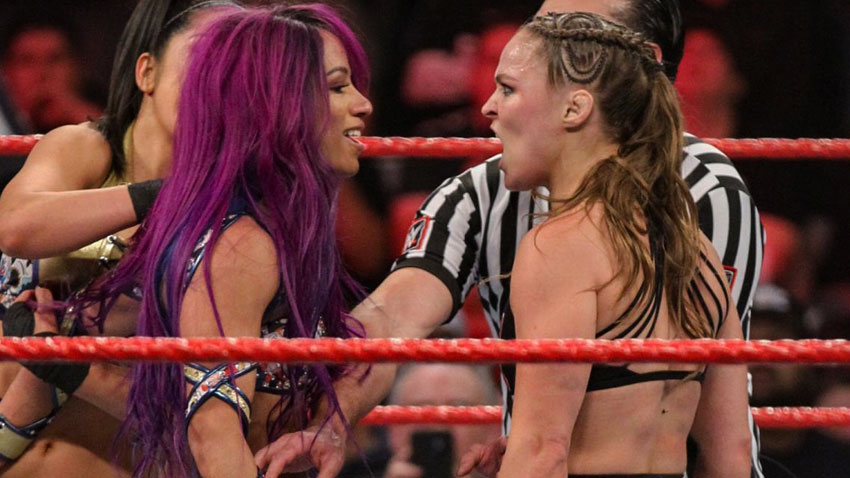 Sasha Banks and Ronda Rousey in WWE